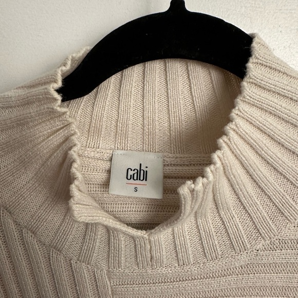 CABI D RING #3363 S rib asymmetrical cream tie back womans gorpcore sweater - Picture 9 of 13